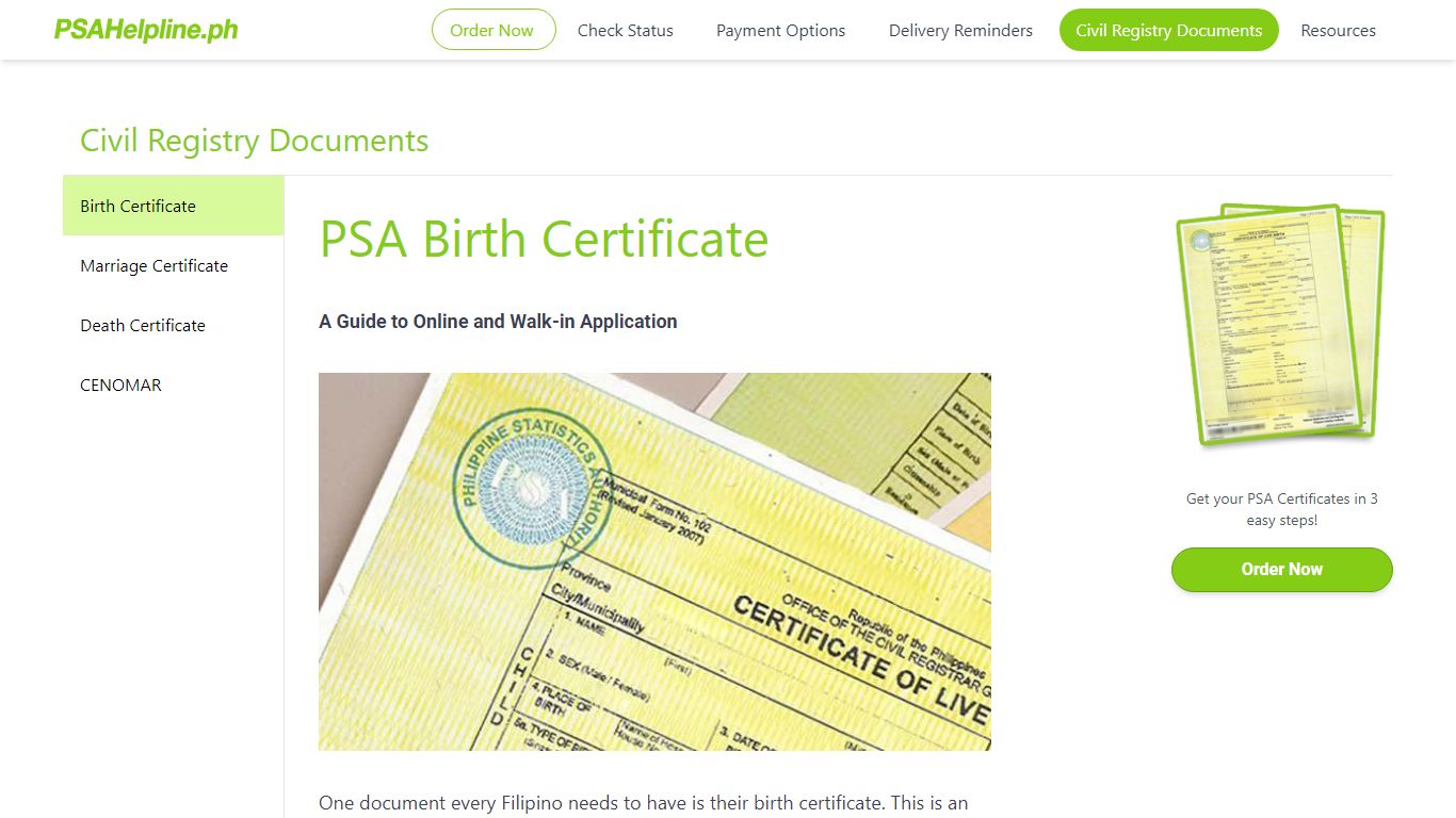 PSA Online Birth Certificate Delivery | PSAHelpline.ph