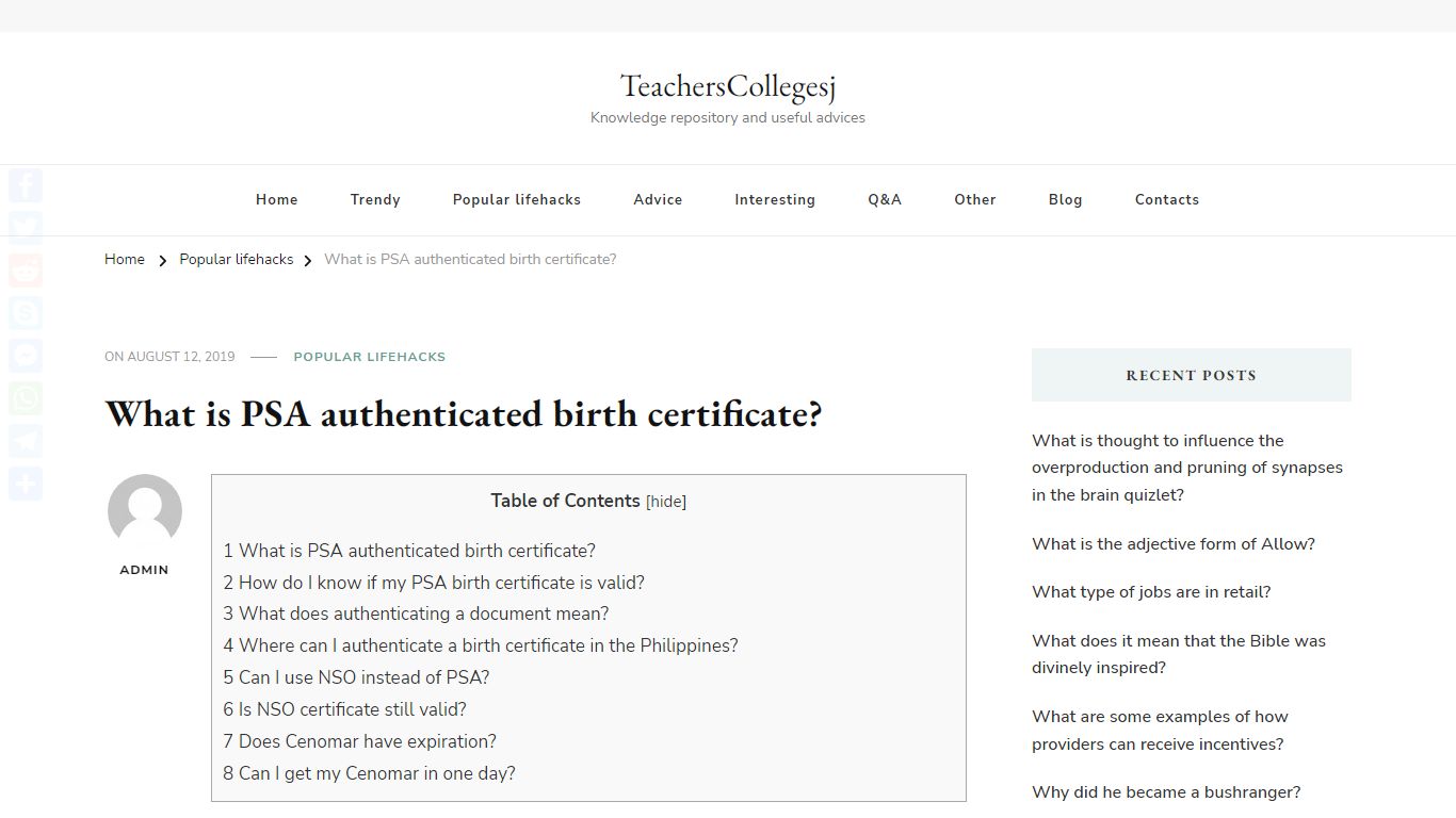 What is PSA authenticated birth certificate? – TeachersCollegesj